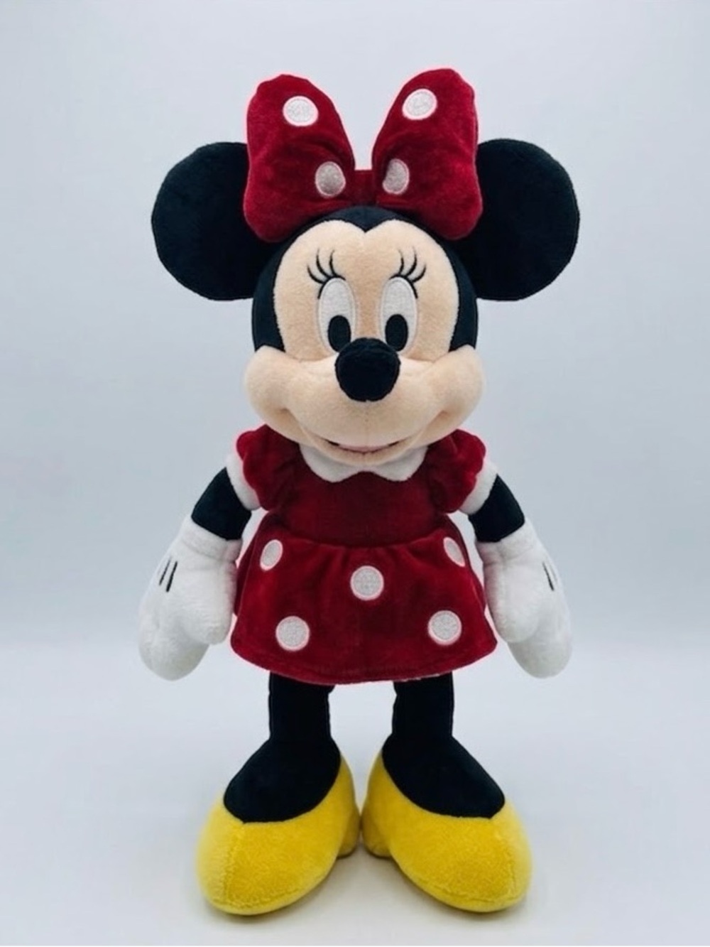 Disney Minnie Mouse Red Velvet Polka Dot Plush Stuffed Toy Figure 9”